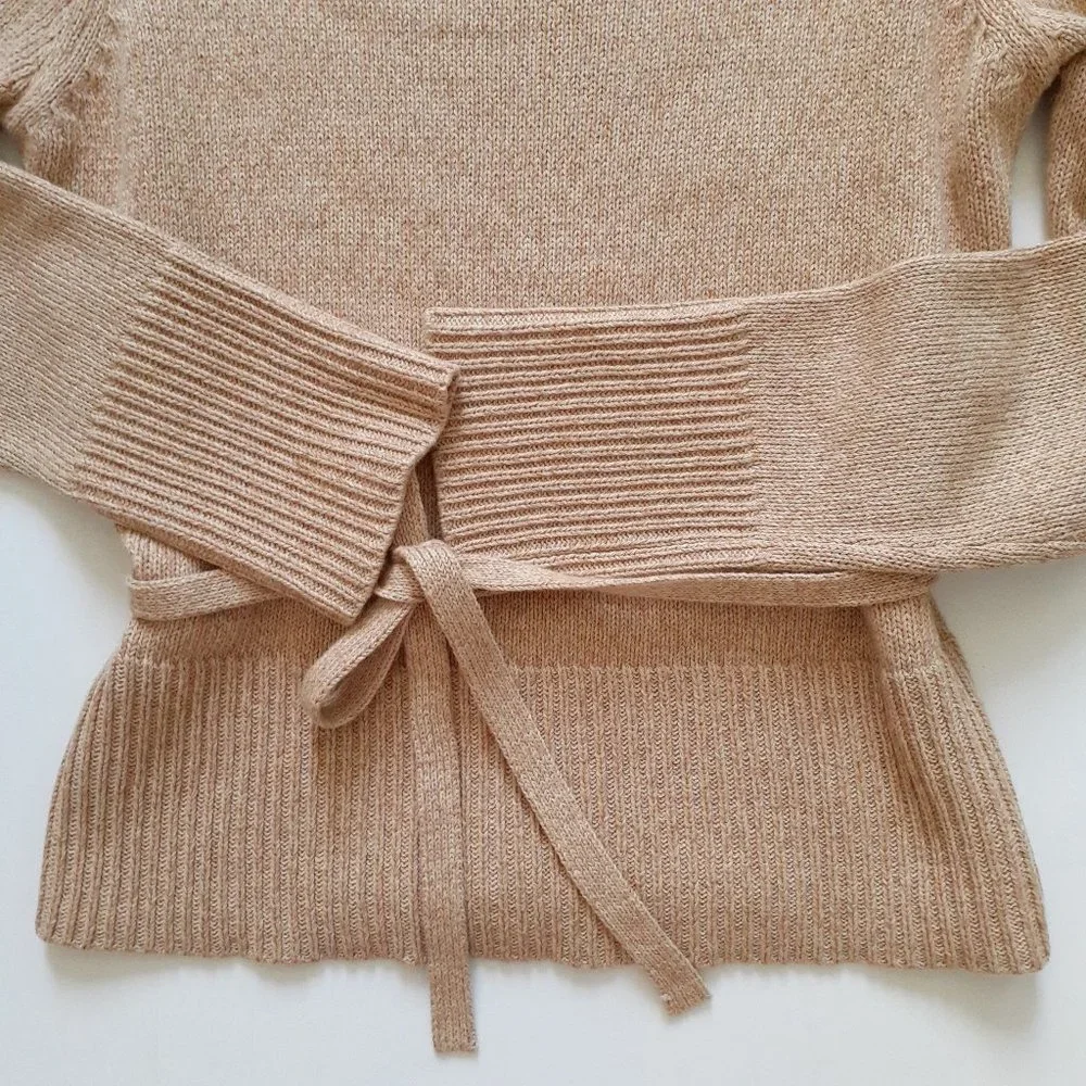 Moth Boatneck Cotton Sweater With Self Belt Gold Yellow Size S
